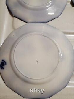 ANTIQUE 6pc FLOW BLUE CIR 1900 JOHNSON BROS ENG KENWORTH PTRN BREAD PLATES