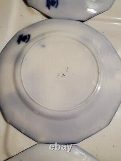 ANTIQUE 6pc FLOW BLUE CIR 1900 JOHNSON BROS ENG KENWORTH PTRN BREAD PLATES