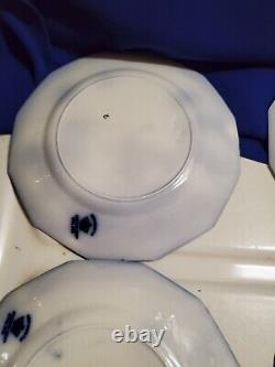 ANTIQUE 6pc FLOW BLUE CIR 1900 JOHNSON BROS ENG KENWORTH PTRN BREAD PLATES