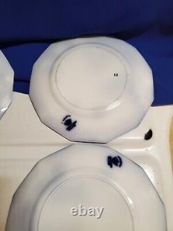 ANTIQUE 6pc FLOW BLUE CIR 1900 JOHNSON BROS ENG KENWORTH PTRN BREAD PLATES