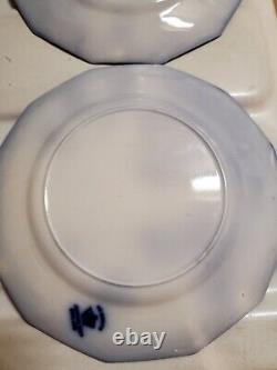 ANTIQUE 6pc FLOW BLUE CIR 1900 JOHNSON BROS ENG KENWORTH PTRN BREAD PLATES