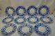Antique Flow Blue China Dessert Plates Johnson Brothers Eclipse Set 11 7in