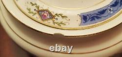 ANTIQUE Johnson Brothers JB28 China Service for 8 Blue Border Pink Rose (39 PCS)