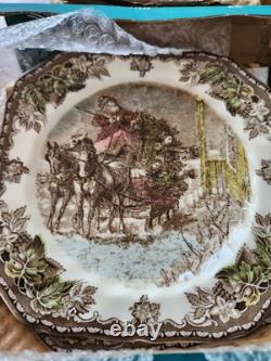 All 6 different Johnson Bros Friendly Village Christmas Square salad plates