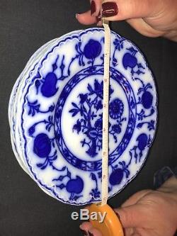 Antique Blue Onion Flow China Holland Johnson Bros. England Partial Collection