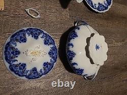 Antique Embossed Flow Blue Lot Of Damaged Nelson, Warwick Johnson Bros England+