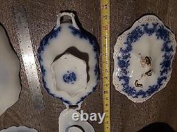 Antique Embossed Flow Blue Lot Of Damaged Nelson, Warwick Johnson Bros England+