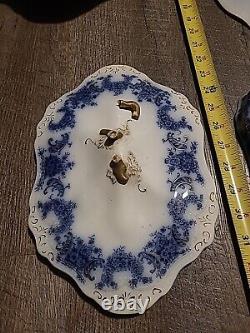 Antique Embossed Flow Blue Lot Of Damaged Nelson, Warwick Johnson Bros England+