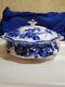 Antique Flow Blue Cir 1900 Johnson Bros Eng Kenworth Ptrn Covered Dish