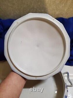 Antique Flow Blue Cir 1900 Johnson Bros Eng Kenworth Ptrn Covered Dish