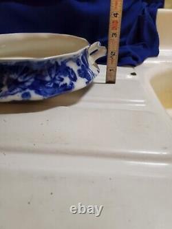 Antique Flow Blue Cir 1900 Johnson Bros Eng Kenworth Ptrn Covered Dish