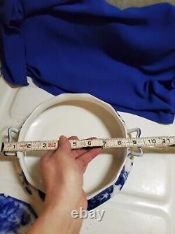 Antique Flow Blue Cir 1900 Johnson Bros Eng Kenworth Ptrn Covered Dish