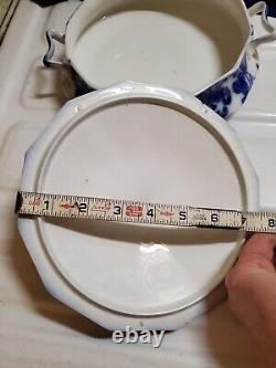 Antique Flow Blue Cir 1900 Johnson Bros Eng Kenworth Ptrn Covered Dish