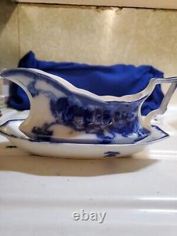 Antique Flow Blue Cir 1900 Johnson Bros Eng Kenworth Ptrn Gravy/dish