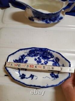 Antique Flow Blue Cir 1900 Johnson Bros Eng Kenworth Ptrn Gravy/dish