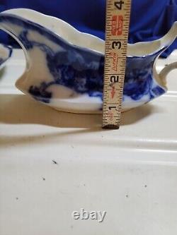 Antique Flow Blue Cir 1900 Johnson Bros Eng Kenworth Ptrn Gravy/dish