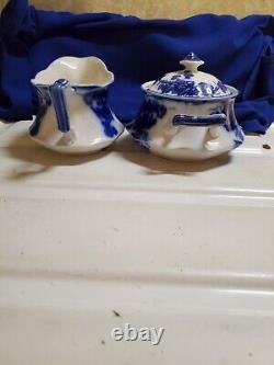Antique Flow Blue Cir 1900 Johnson Bros Eng Kenworth Ptrn Sugar Creamer
