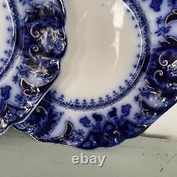 Antique Flow Blue Johnson Bros Florida Royal Pattern Plates 8 Set of 3 NO CHIPS