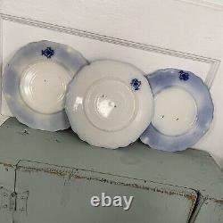 Antique Flow Blue Johnson Bros Florida Royal Pattern Plates 8 Set of 3 NO CHIPS