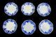 Antique Flow-blue Johnson Brother's'jewel' Butter Pats, Set Of 6, Circa 1910's