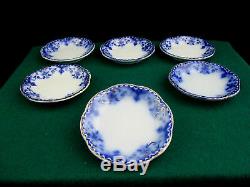 Antique Flow-Blue Johnson Brother's'Jewel' Butter Pats, Set of 6, Circa 1910's
