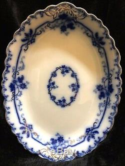 Antique Flow Blue Oval Platter, Johnson Brothers Oxford, 11 3/8