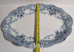 Antique Johnson Bros 18 Venetian Blue Green Oval Platter Transferware England