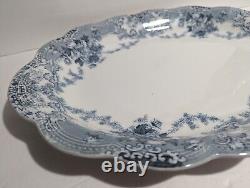 Antique Johnson Bros 18 Venetian Blue Green Oval Platter Transferware England