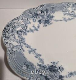 Antique Johnson Bros 18 Venetian Blue Green Oval Platter Transferware England