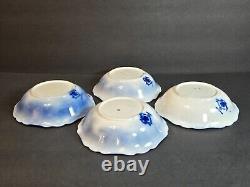 Antique Johnson Bros Brooklyn Flow Blue Set of 4 Berry/Dessert Bowls 6 Rare Min