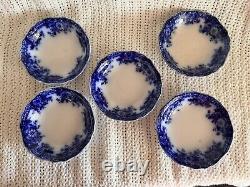 Antique Johnson Bros Brooklyn Flow Blue Set of 5 Berry/Dessert Bowls 6 Rare Min