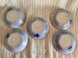 Antique Johnson Bros Brooklyn Flow Blue Set of 5 Berry/Dessert Bowls 6 Rare Min