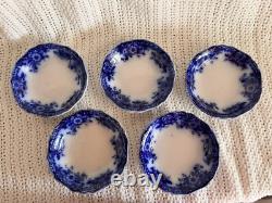 Antique Johnson Bros Brooklyn Flow Blue Set of 5 Berry/Dessert Bowls 6 Rare Min