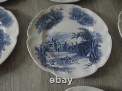 Antique Johnson Bros Brothers Haddon Hall English Porcelain 8 Dessert Plates