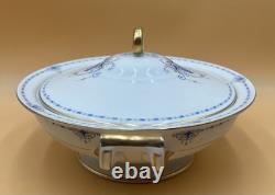 Antique Johnson Bros England Covered Soup Tureen Lid Blue Flower Basket 1913