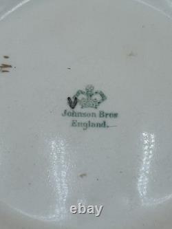 Antique Johnson Bros England Covered Soup Tureen Lid Blue Flower Basket 1913