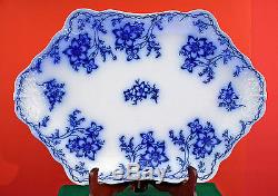 Antique Johnson Bros. Flow Blue Claremont 16 Oval Serving Platter