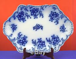 Antique Johnson Bros. Flow Blue Claremont 16 Oval Serving Platter