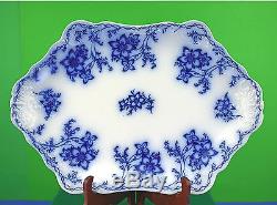 Antique Johnson Bros. Flow Blue Claremont 16 Oval Serving Platter