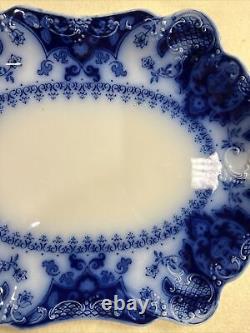 Antique Johnson Bros. Flow Blue Florida 14.5x 10 Platter