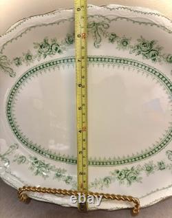 Antique Johnson Bros Glenwood Flow Green Staffordshire Platter 12.25 Pat 1902