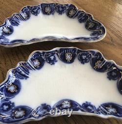 Antique Johnson Bros Savoy Flow Blue Bone Plates