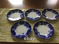 Antique Johnson Brothers Flow Blue Brooklyn 6, 7-1/8 & 8-7/8 Plates & Misc Pcs