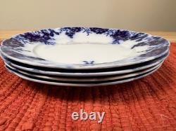 Antique Johnson Brothers Peach Flow Blue 10 Dinner Plates Set of Four Roy