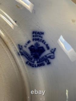 Antique Johnson Brothers Peach Flow Blue 10 Dinner Plates Set of Four Roy