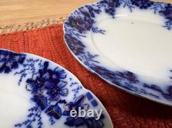 Antique Johnson Brothers Peach Flow Blue 10 Dinner Plates Set of Four Roy