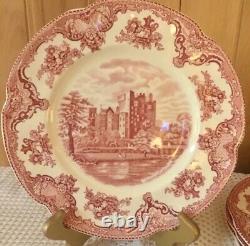 Antique Johnson Brothers Pink Old Britain Castles Dinner Plates set of 2