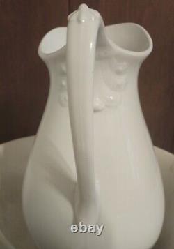 Antique Johnson Brothers Set White Ironstone Wash Pitcher & Basin Bowl England