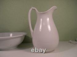 Antique Johnson Brothers Set White Ironstone Wash Pitcher & Basin Bowl England