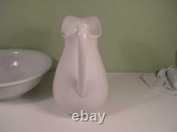 Antique Johnson Brothers Set White Ironstone Wash Pitcher & Basin Bowl England